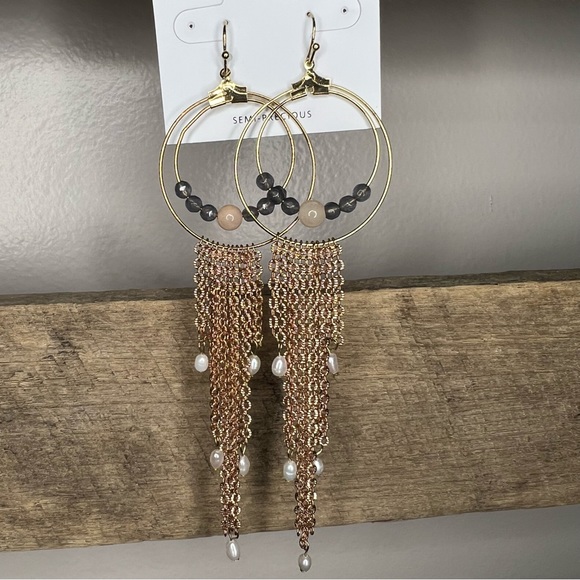 White House Black Market Dangling Earrings with Semi Precious Beads